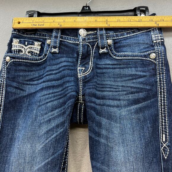 Rock Revival Jeans Women's 25 (2) Dark Blue Louise Skinny Preppy Normcore Blingy - Picture 11 of 15